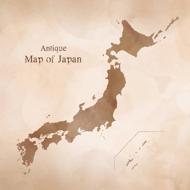 istock Map of Japan, Antique watercolor texture 1200120225