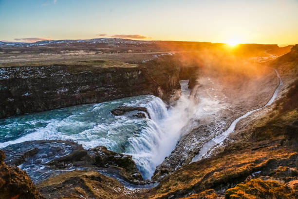 istock Waterfall and the sunrise of Iceland Gullfoss 1200121277