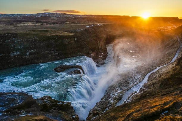 istock Waterfall and the sunrise of Iceland Gullfoss 1200121545