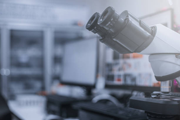 istock Microscope in Laboratory research, Medical technology,Laboratory research for diagnosis in Hospital. 1200121546