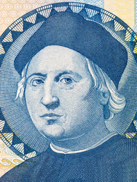 Photo of Christopher Columbus a portrait from Bahamian money