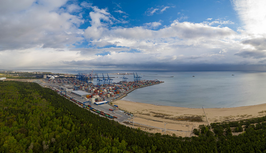 Gdansk, Poland - May 04,2019: DCT container terminal, part of the port of Gdansk, Poland.