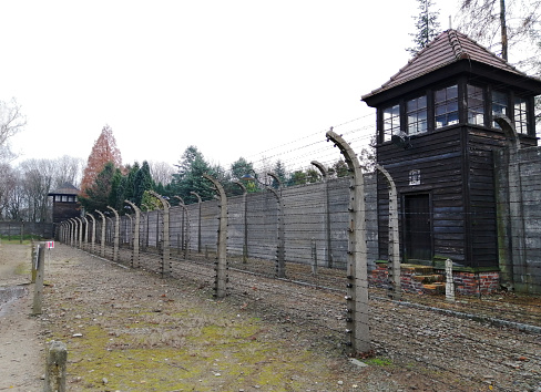 Oswiecim. Krakov / Poland - 11/20/2019: The Auschwitz-Birkenau State Museum, German Nazi Concentration and Extermination Camp