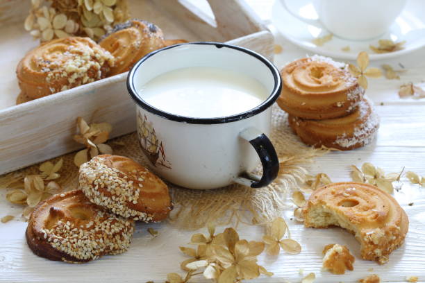 istock Still life with cookies and milk on a white background 1200123232