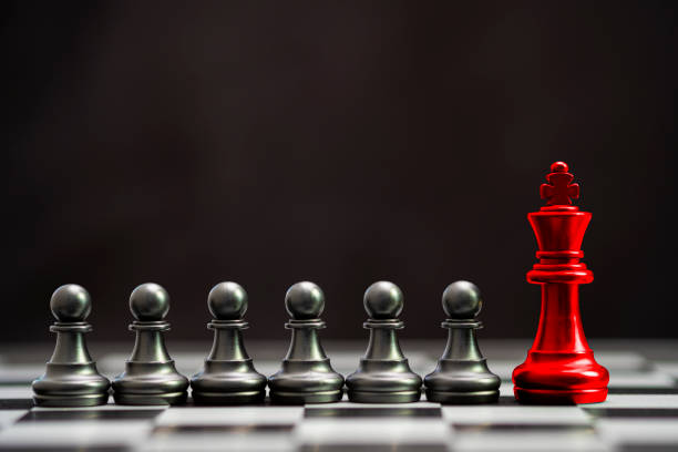 Red king chess with others black pawn chess for leader and different thinking.Disrupt concept. Red king chess with others black pawn chess for leader and different thinking.Disrupt concept. chess photos stock pictures, royalty-free photos & images