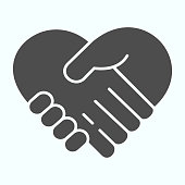 istock Support solid icon. Handshaking forming a heart vector illustration isolated on white. Two hands support each other glyph style design, designed for web and app. Eps 10. 1200125829
