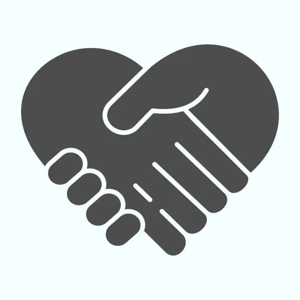 Vector illustration of Support solid icon. Handshaking forming a heart vector illustration isolated on white. Two hands support each other glyph style design, designed for web and app. Eps 10.