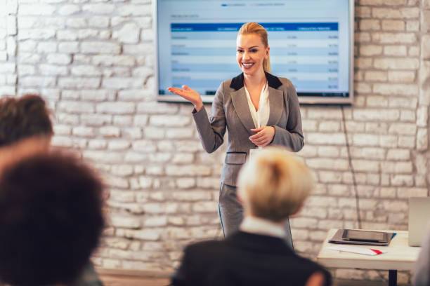istock Speaker giving a talk in conference hall at business event. 1200128287