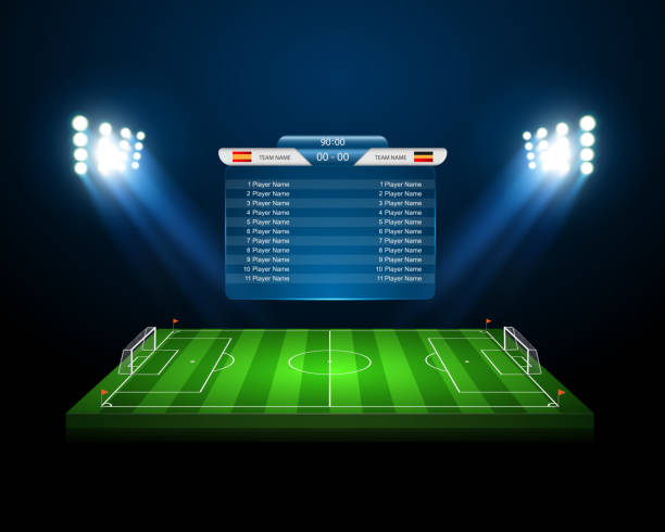ilustrações de stock, clip art, desenhos animados e ícones de soccer champions final scoreboard template - sports league