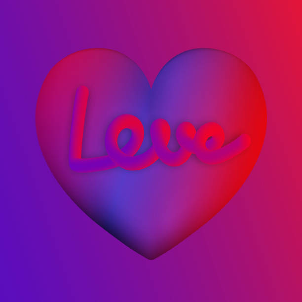 istock Love lettering on purple heart colorful neon figures,Valentine's day 1200134958