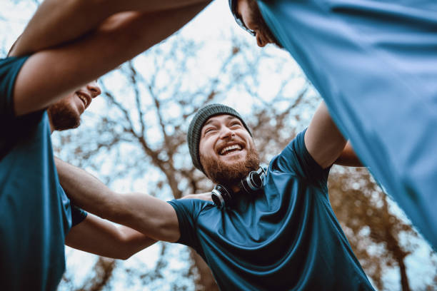 Male Athletes Enjoying Park Training Together