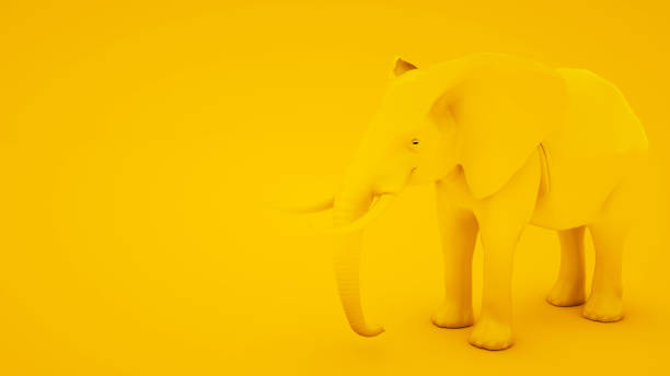 istock Elephant isolated on yellow background. Minimal idea concept, 3d illustration 1200136742