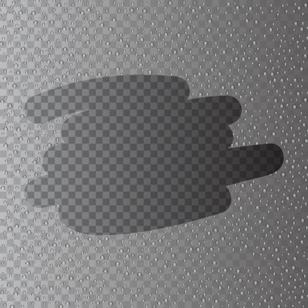 realistyczna para z kropelkami kondensatu na szkle, efekt przezroczysty - condensation steam window glass stock illustrations