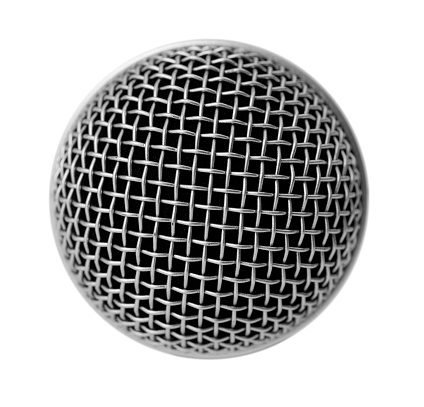Microphone seen from the top, white background