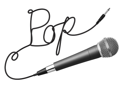 Microphone and text on white background