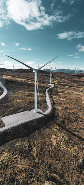 Wind farm aerial view Wind farm aerial view floating electric generator stock pictures, royalty-free photos & images