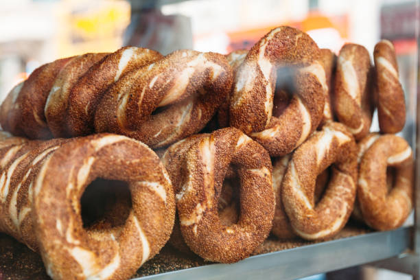 istock Delicious Bagels In The Showcase 1200140773