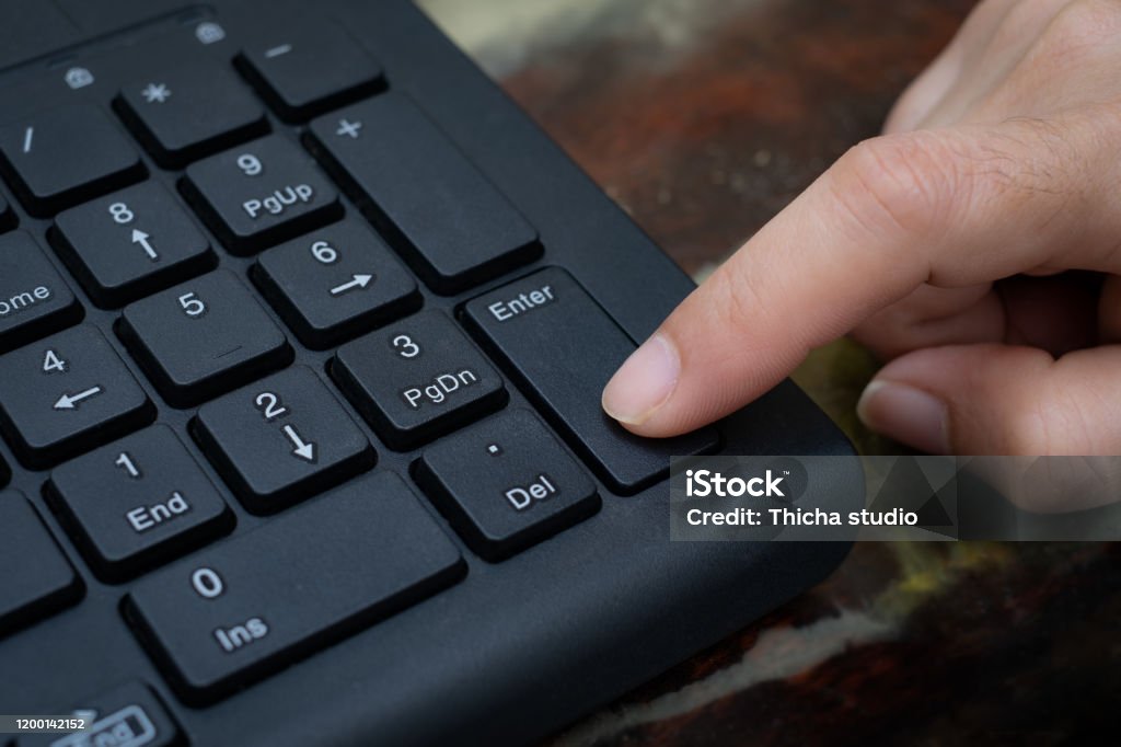 Computer Button Finger Close Up Index Finger Push Button Enter On The Computer Keyboard Stock ...