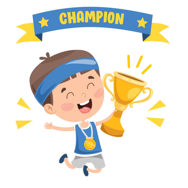 Little Kid Celebrating Championship Win Stock Illustration - Download Image  Now - Athlete, Award, Bronze - Alloy - iStock