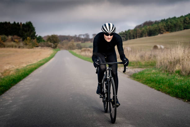 istock Cyclist out for a winter training ride in Denmark. 1200142396