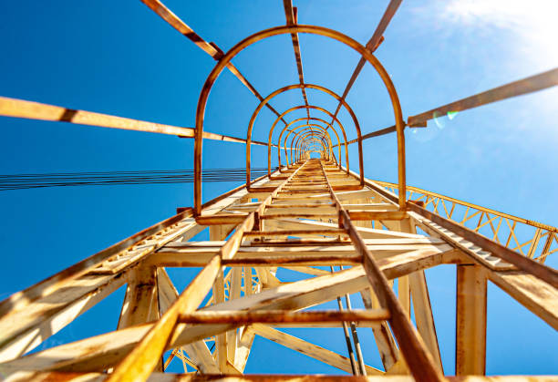 istock Ladder of a Crane From Low Angle View 1200143173