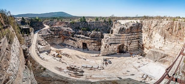 Panoramic View of Marble Quarry From High Angle View.