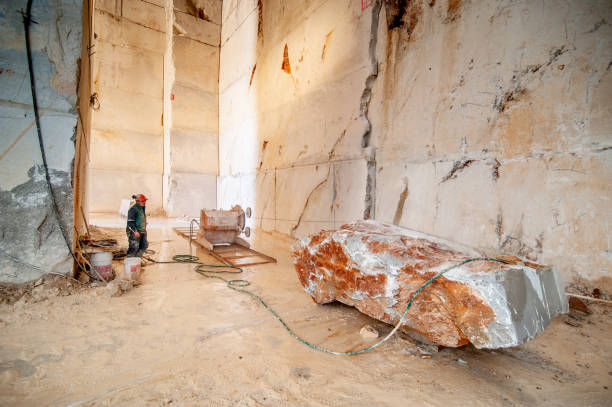 istock Rock Ready For Transport in Underground of a Marble Quarry 1200143189