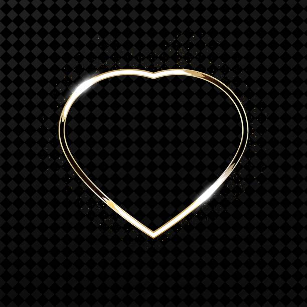 istock Glitter gold heart frame with space for text. Heart with golden light. Vector illustration. 1200145465