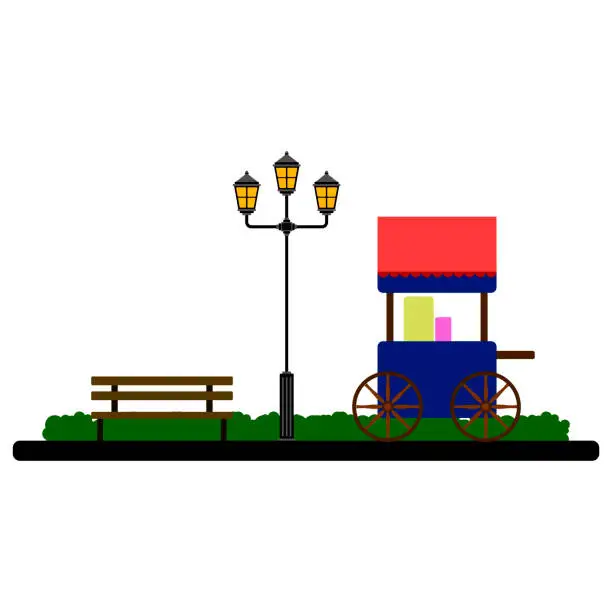 Vector illustration of Food cart on a park
