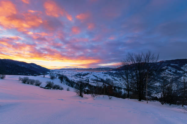 istock mountainous countryside in winter at dawn 1200156809