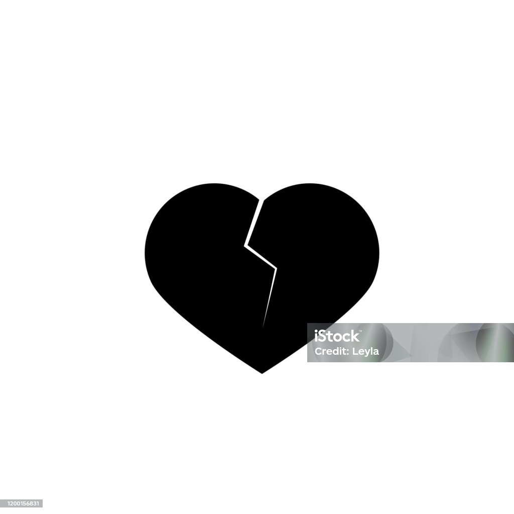 Biểu Tượng Cô Lập Màu Đen Của Trái Tim Tan Vỡ Trên Nền Trắng Hình ...
