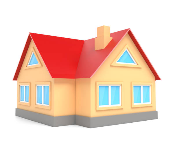 istock Private cottage. House with red roof. 3d rendering illustration 1200161078