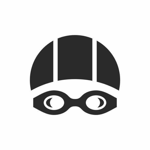 ilustrações de stock, clip art, desenhos animados e ícones de swimming goggles and swimming cap icon. - swimming goggles