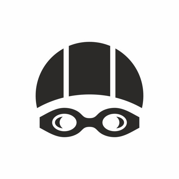 Swimming goggles and swimming cap icon. Vector icon isolated on white background. swimming cap stock illustrations