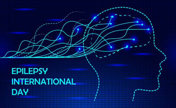 국제 간질의 날은 2월 둘째 월요일에 열리는 특별 행사입니다. 간질, 신경학 건강 관리. 편두통, 끔찍한 두통 개념 벡터. - epilepsy stock illustrations