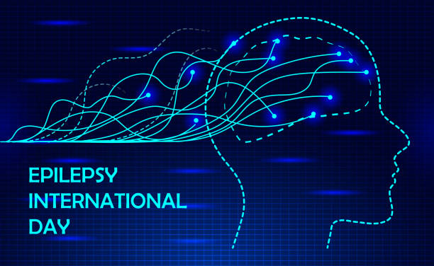 International Epilepsy Day is special event on the second Monday of February. Epileptic, neurology health care. Migraine, terrible headache concept vector. International Epilepsy Day is special event on the second Monday of February. Epileptic, neurology health care. Migraine, terrible headache concept vector. The impulses in the brain. epilepsy stock illustrations