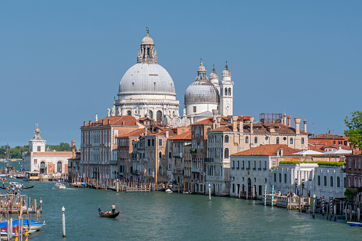 The Church of Santa Maria Della Salute and Grand Canal in Venice, Italy.