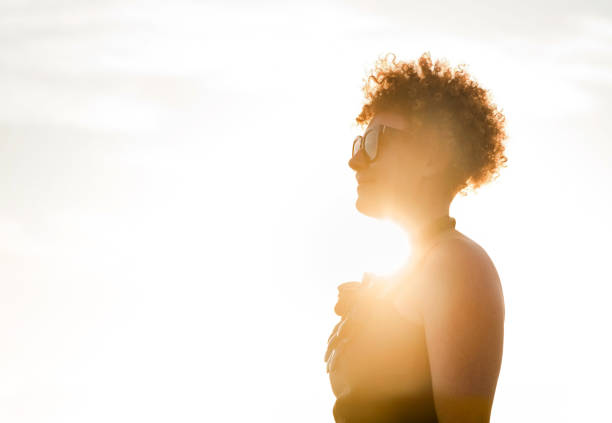 Picture of young woman and sun