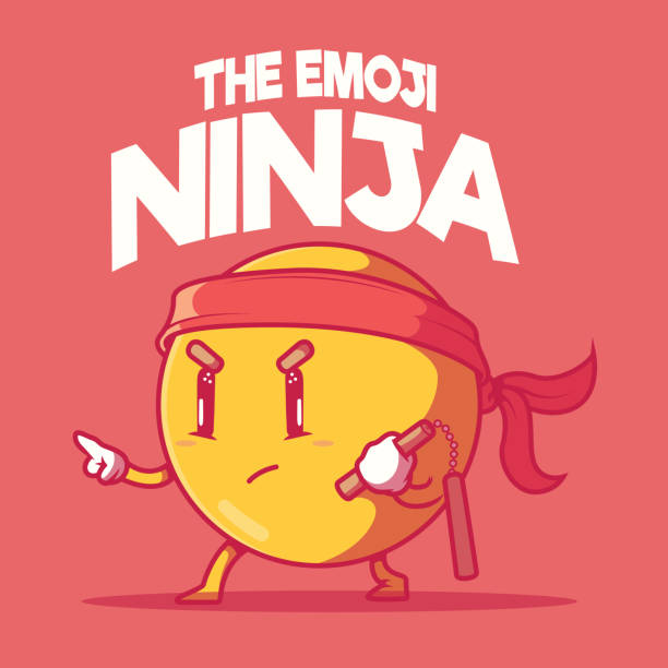 ilustrações de stock, clip art, desenhos animados e ícones de emoji ninja vector illustration. - nunchaku