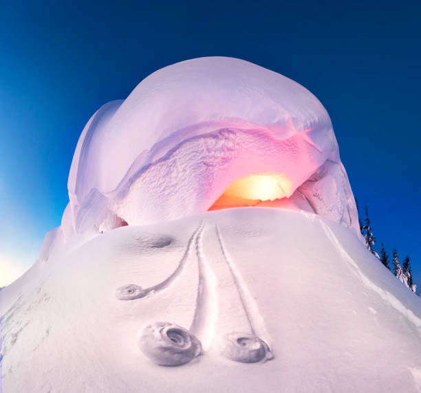 istock Snowy cornice on the mountain at night 1200181872