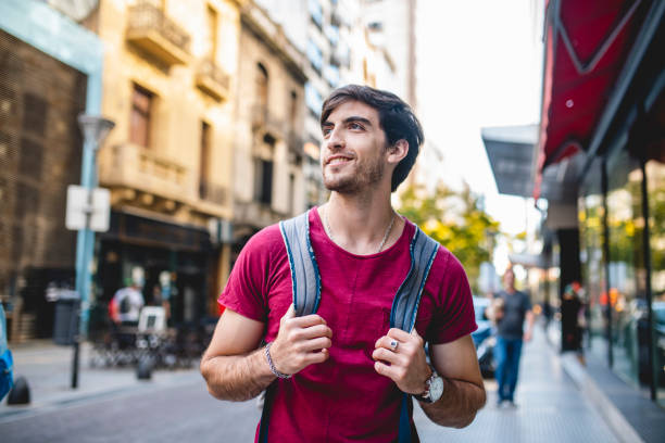 istock Casual Young Male Backpacker Exploring Buenos Aires 1200182815