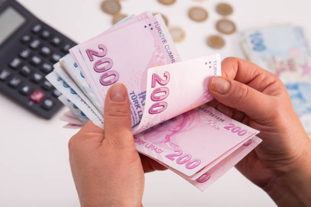 istock Unrecognizable person is counting turkish money. 1200188299