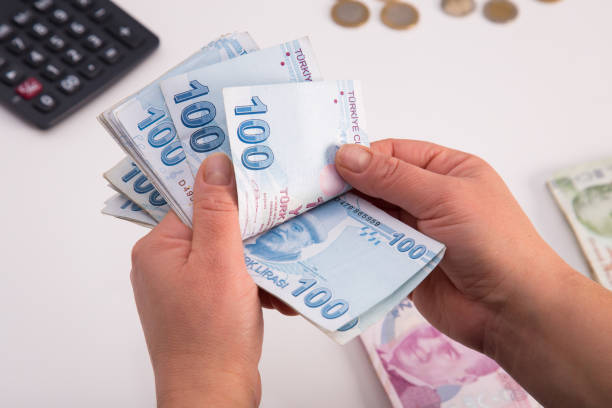istock Unrecognizable person is counting turkish money. 1200188490