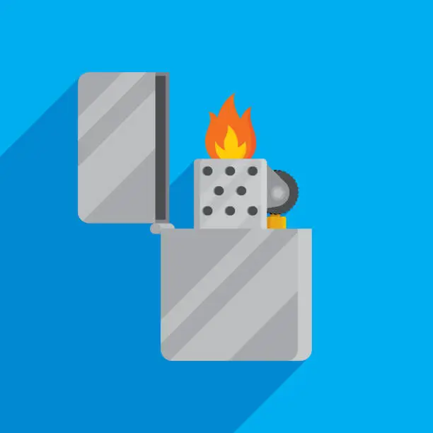 Vector illustration of Metal Lighter Icon Flat