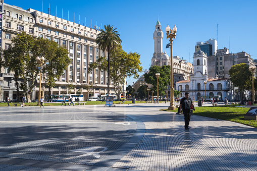 Buenos aires Argentina - April 08, 2019: tourists and citizen walking in the street in the center of the city .
