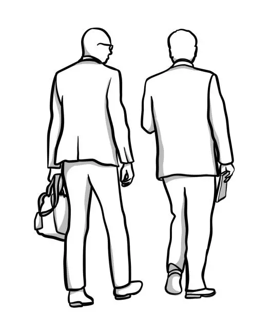 Vector illustration of Business Colleagues Walking Sketch