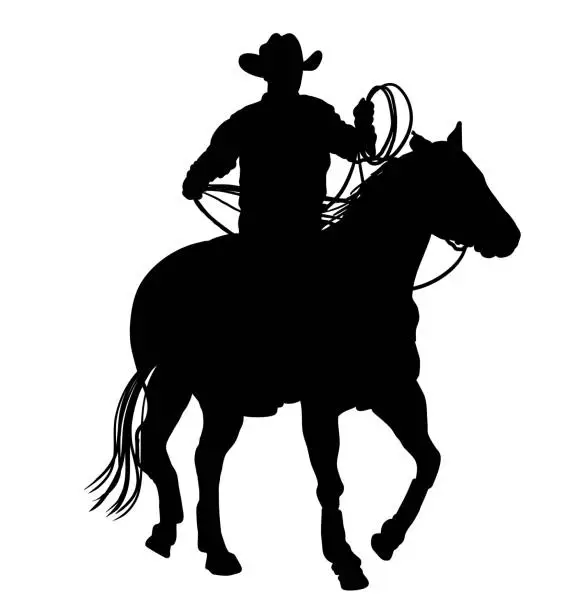 Vector illustration of Cowboy Action Silhouette