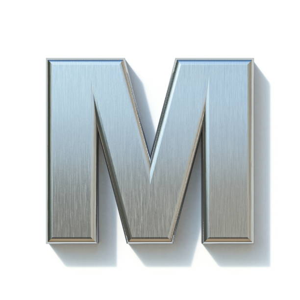 istock Brushed metal font Letter M 3D 1200199815