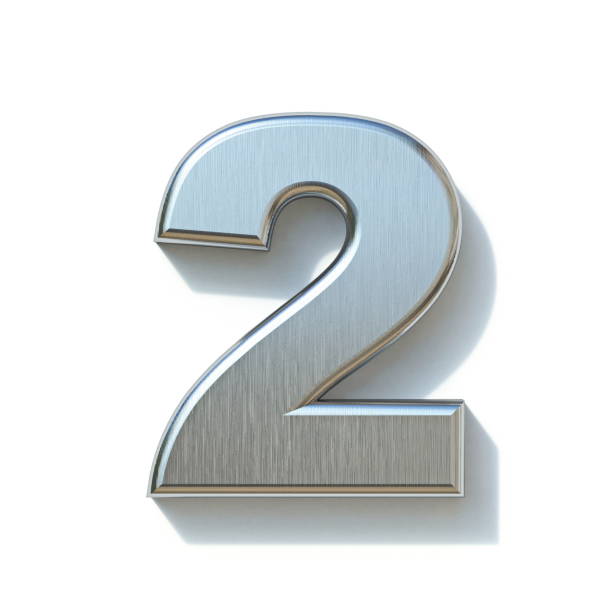 istock Brushed metal font Number 2 TWO 3D 1200199826
