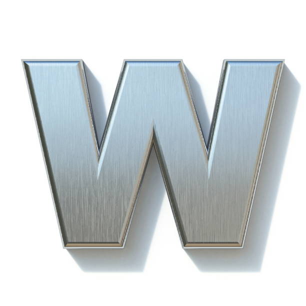 istock Brushed metal font Letter W 3D 1200199847